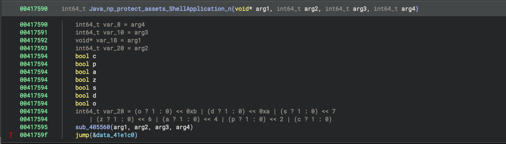 Binary Ninja analysis of libnp_protect_res.so