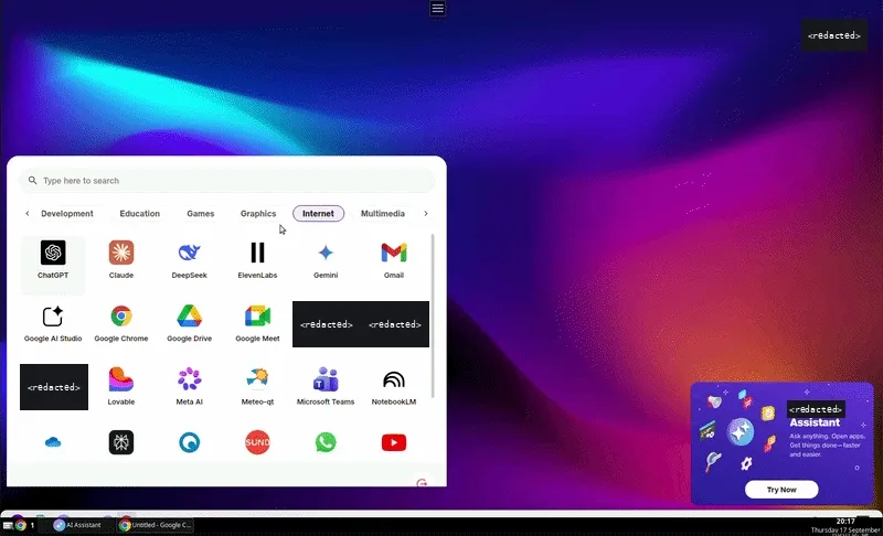Desktop application recording with company branding redacted