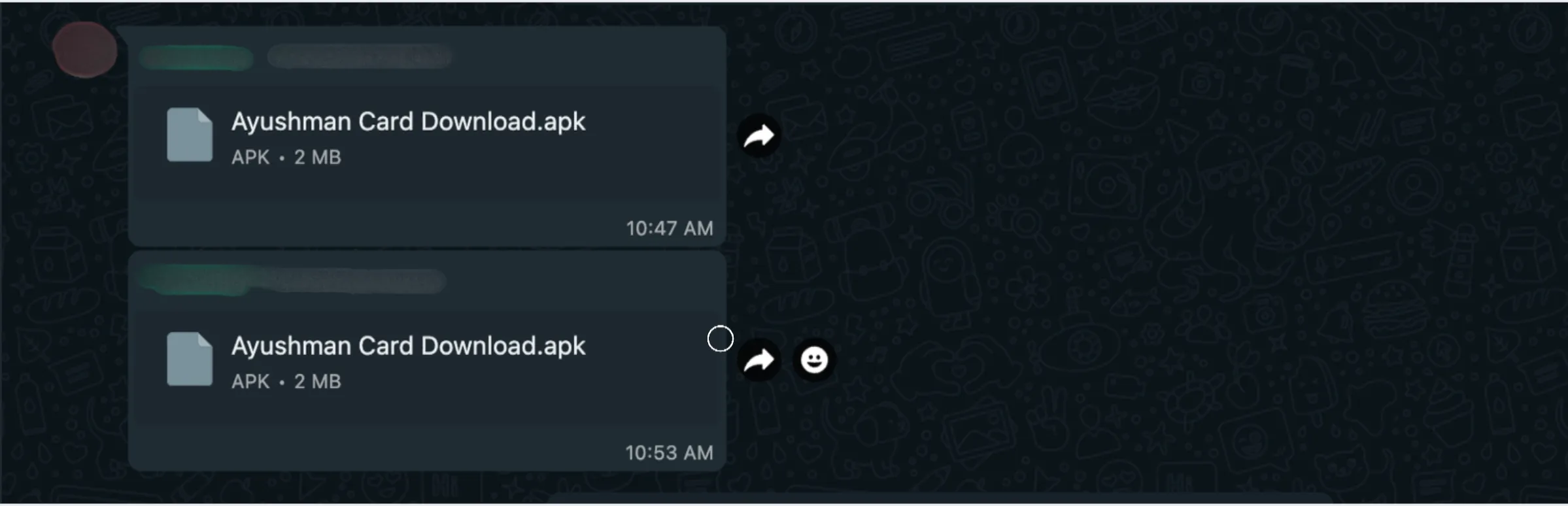 WhatsApp screenshot of malicious app