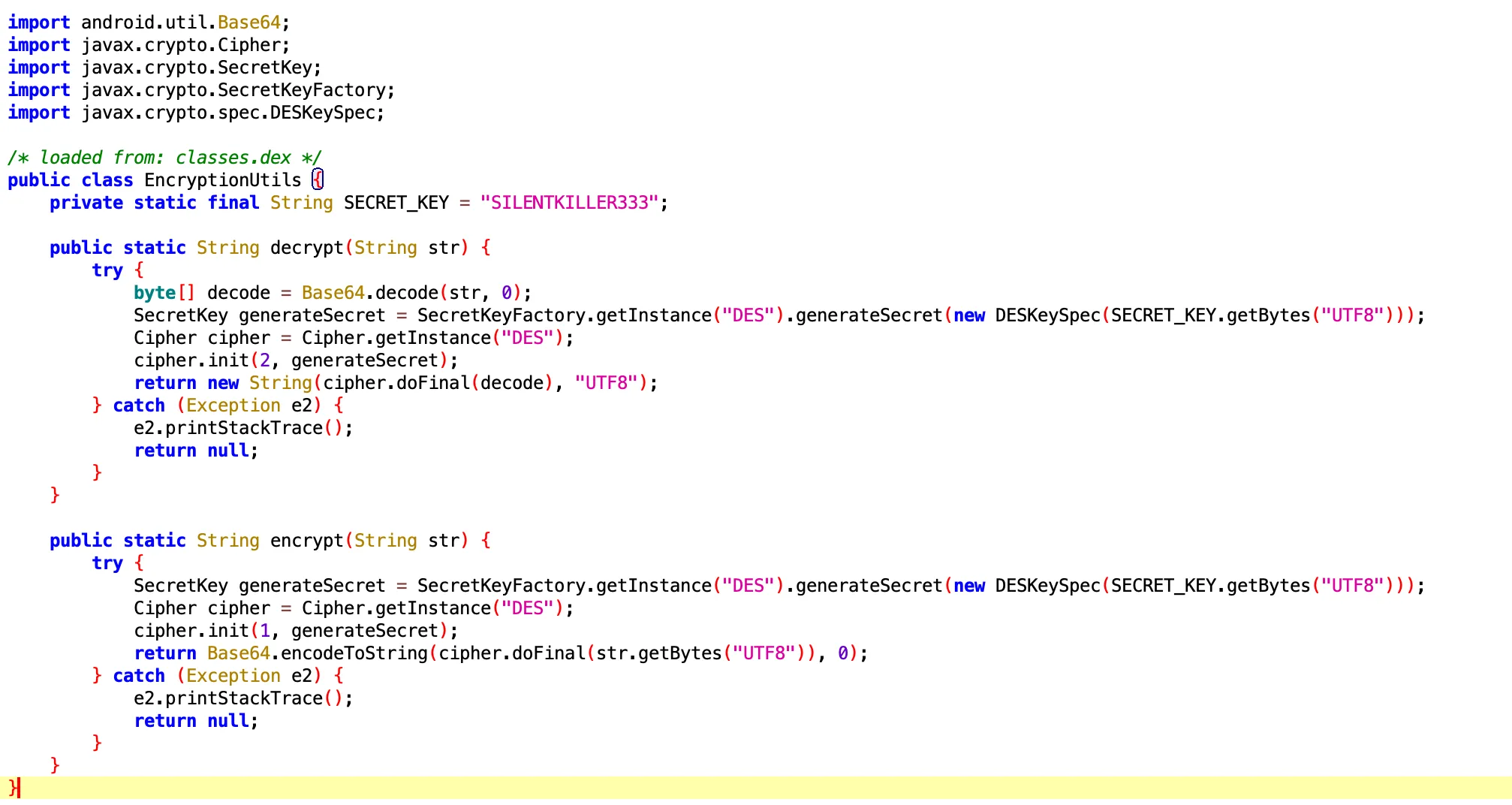 Secret key screenshot